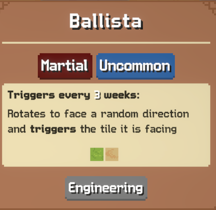 Ballista card in Cube's guide: rotates to a random direction and triggers the tile it faces