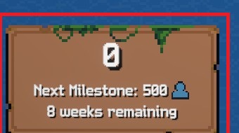 Milestone panel reading Next Milestone: 500 with 8 weeks remaining