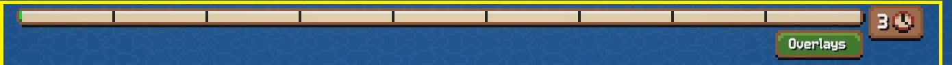 Week timeline bar with segment markers, a week counter showing 3 and an Overlays button